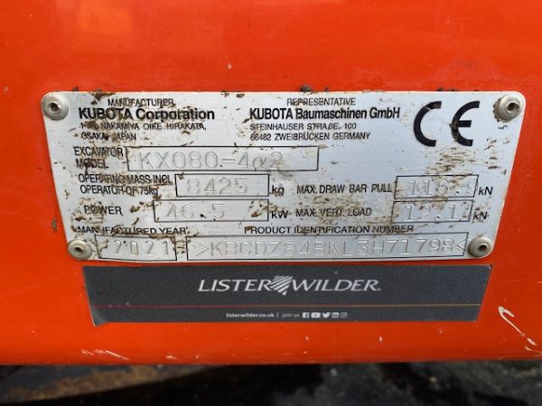 Kubota KX080-4 - Image 7