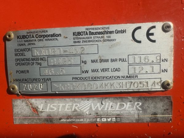 Kubota KX080-4 - Image 9